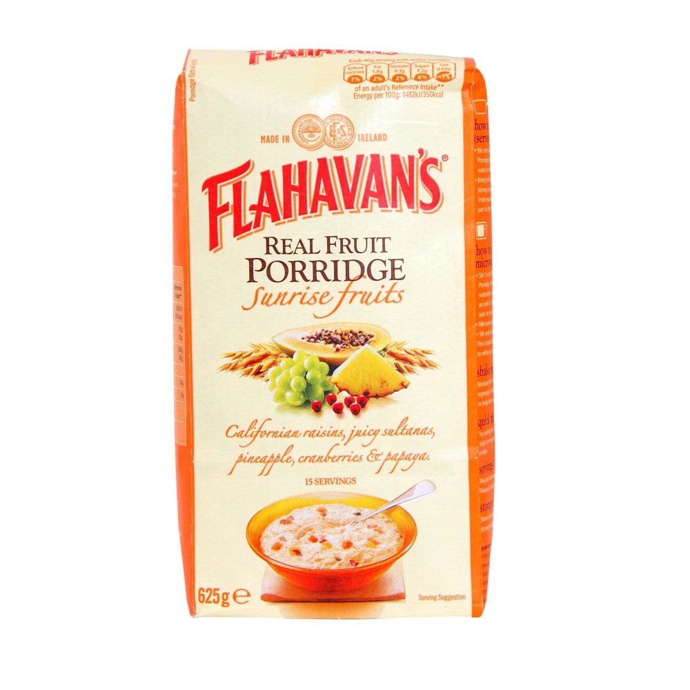 Flahavans Irish Porridge Irish Oatmeal Real Fruit Porridge Sunrise Fruits -- 625g
