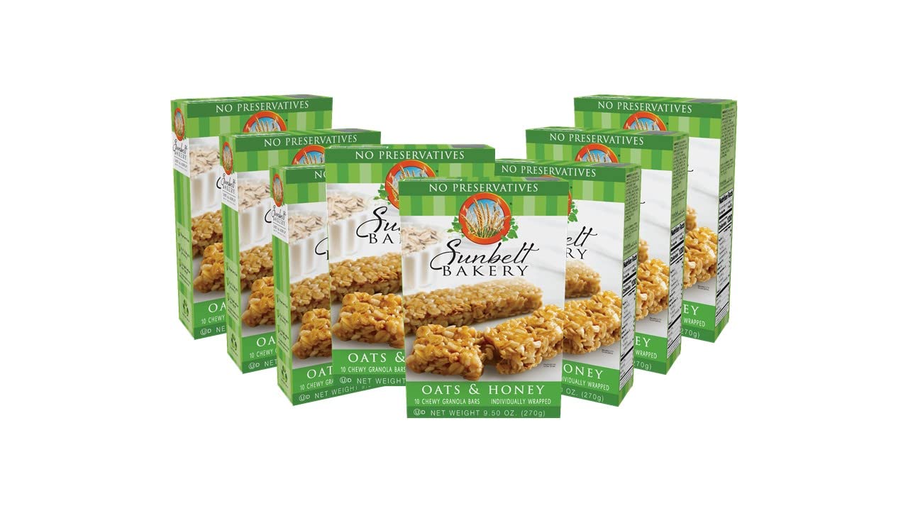 Sunbelt Bakery Oats & Honey Chewy Granola Bars, 80-1.0 Oz Bars (8 Boxes)