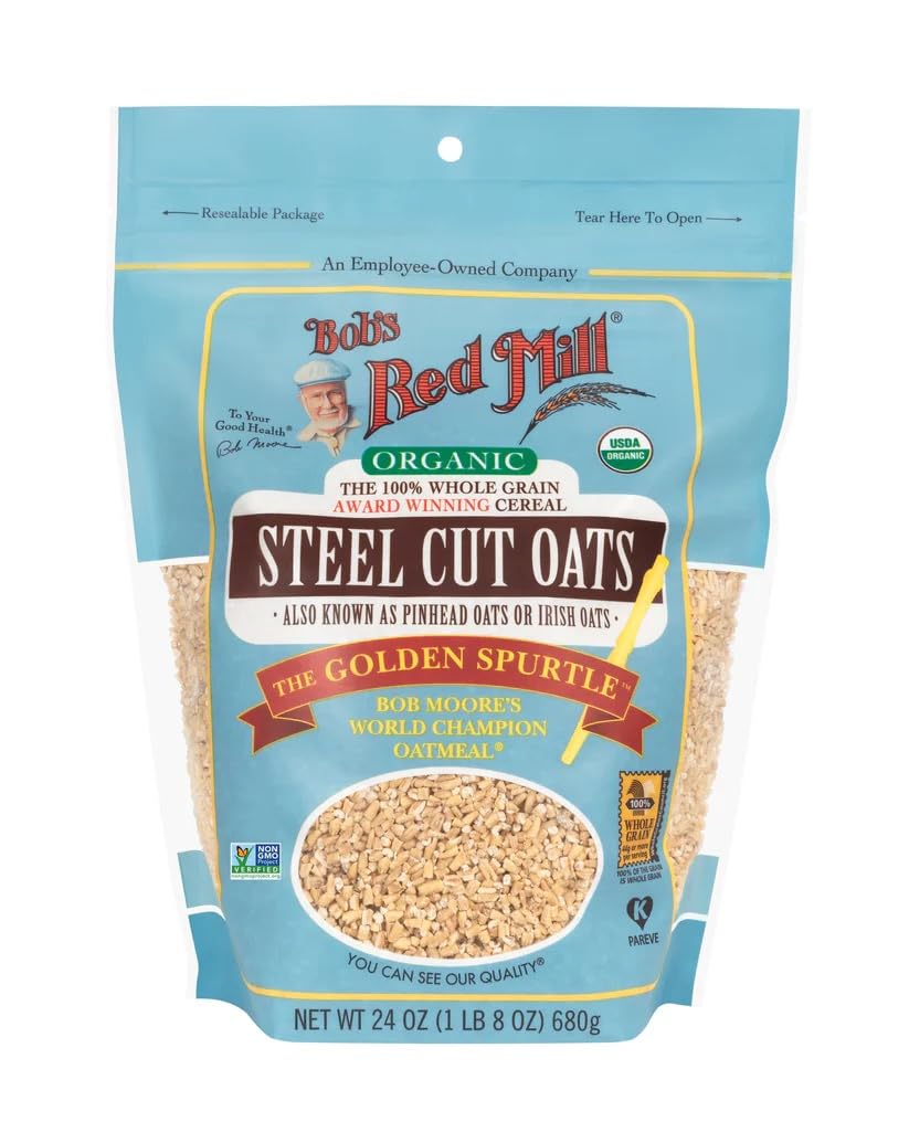 Bobs Red Mill Organic Steel Cut Oats, 24oz (Pack of 1) - Non GMO, Whole Grain, Vegan, Kosher