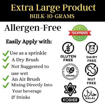 Bulk- 10G - Gold Edible Glitter For Drinks, Gold Sprinkles For Cake Decorating, Cocktails, Gold Luster Dust Edible Glitter For C