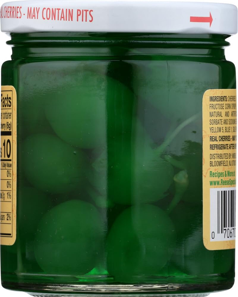 Reese Green Maraschino With Stem, 10-Ounce Jars (Pack Of 12)