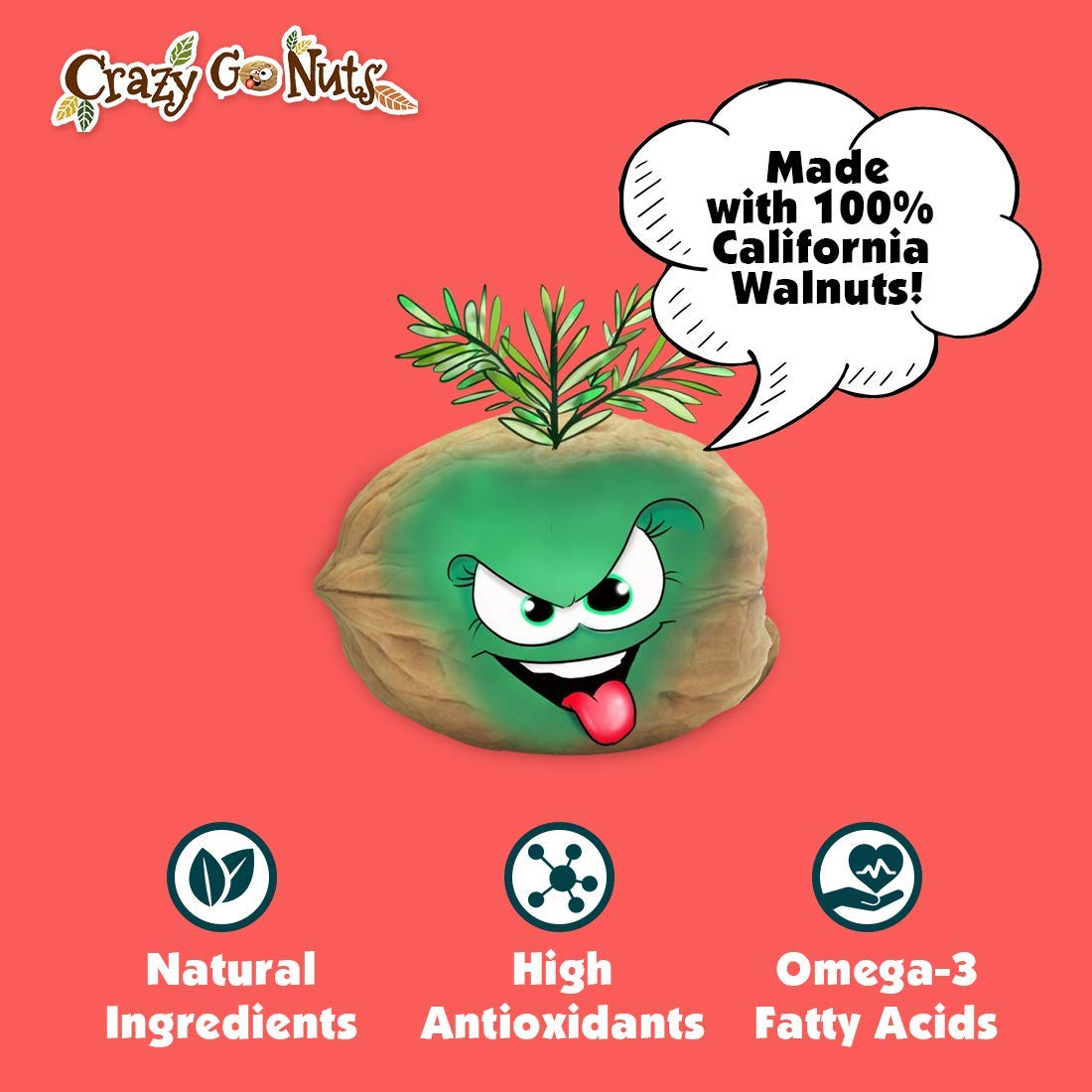 Crazy Go Nuts Walnuts - Rosemary Pink Salt, 4.5 Oz (3-Pack) - Healthy Snacks, Keto, Vegan, Low Carb, Gluten Free, Superfood - Na