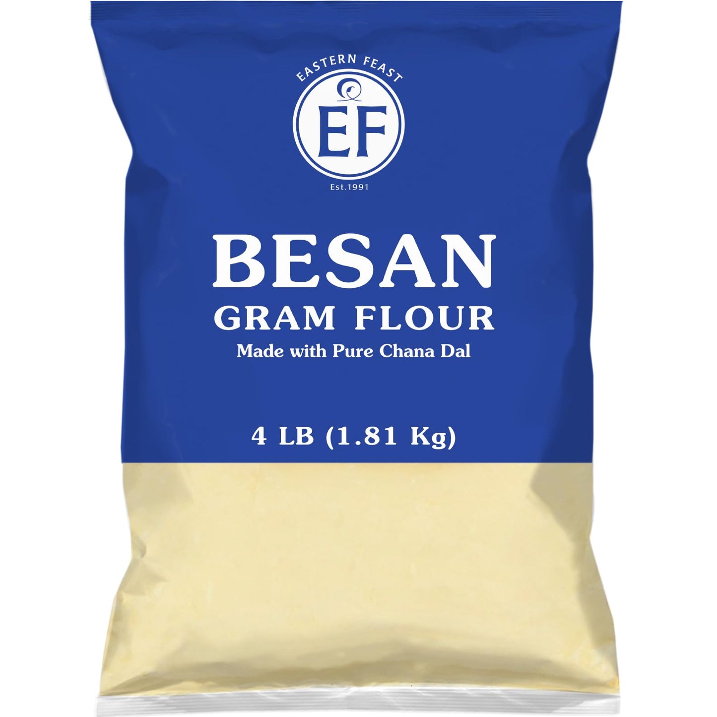 Eastern Feast - Besan Fine Gram Flour 4 Lbs (1.81 Kg) | Made With 100% Pure Chana Dal (Yellow Split Chickpea) | Gluten-Free All-Natural Non-Gmo