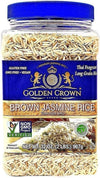 Golden Brown Jasmine Rice - Naturally Sourced Thai Fragrant Long Grain Gluten Free GMO free Vegan Kosher Halal Rice - 32OZ (2Lb)