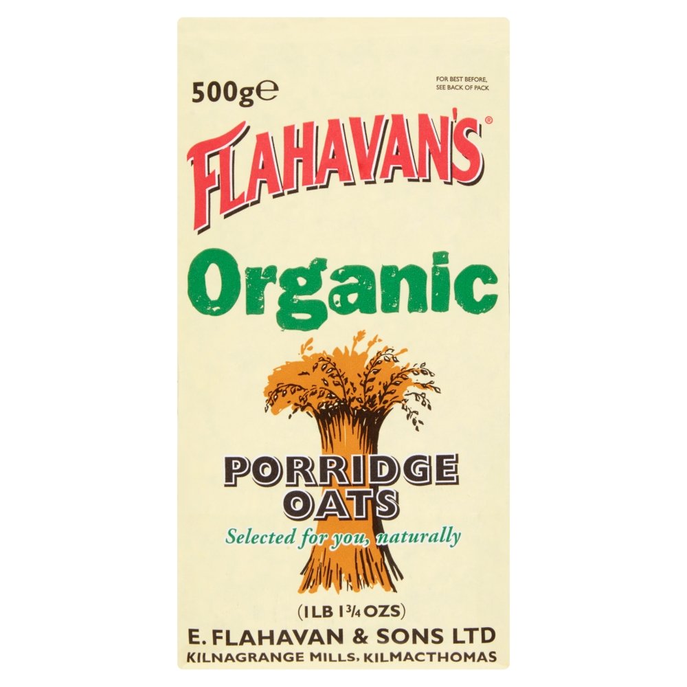 FLAHAVAN'S Organic Porridge Oats, 17.75-Ounce Bags (Pack of 6)