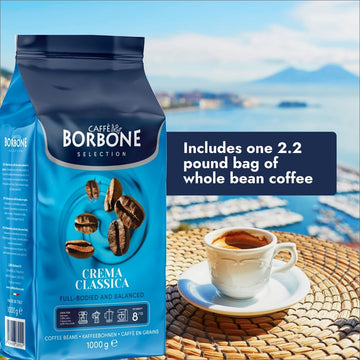 Caff Borbone Medium Roast Whole Bean Coffee - Crema Classica - Premium Selection Of Arabica And Robusta Blends - 2.2 Pound (Pack
