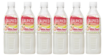 Calpico White Peach, Non-Carbonated Drink, Japanese Beverage Contains Peach Juice Concentrate, Sweet And Tangy Asian Drink, 16.9 Fl Oz. (Pack Of 6)