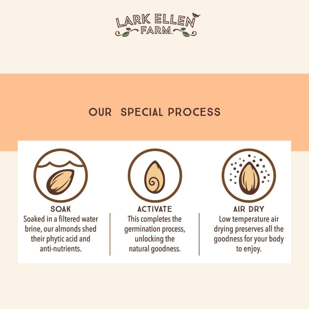 Lark Ellen Farm Raw Almonds, Sprouted Unsalted, Steam Pasteurized, Certified Usda Organic, Gluten-Free Whole Shelled California Premium Nuts (10 Oz, 3 Pack)