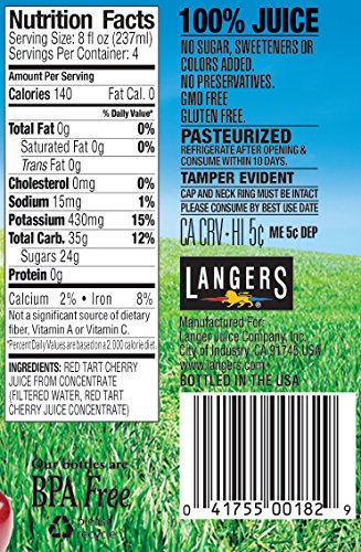 Langers Juice 100% All Tart Cherry, 32 Fluid Ounce (Pack Of 6)