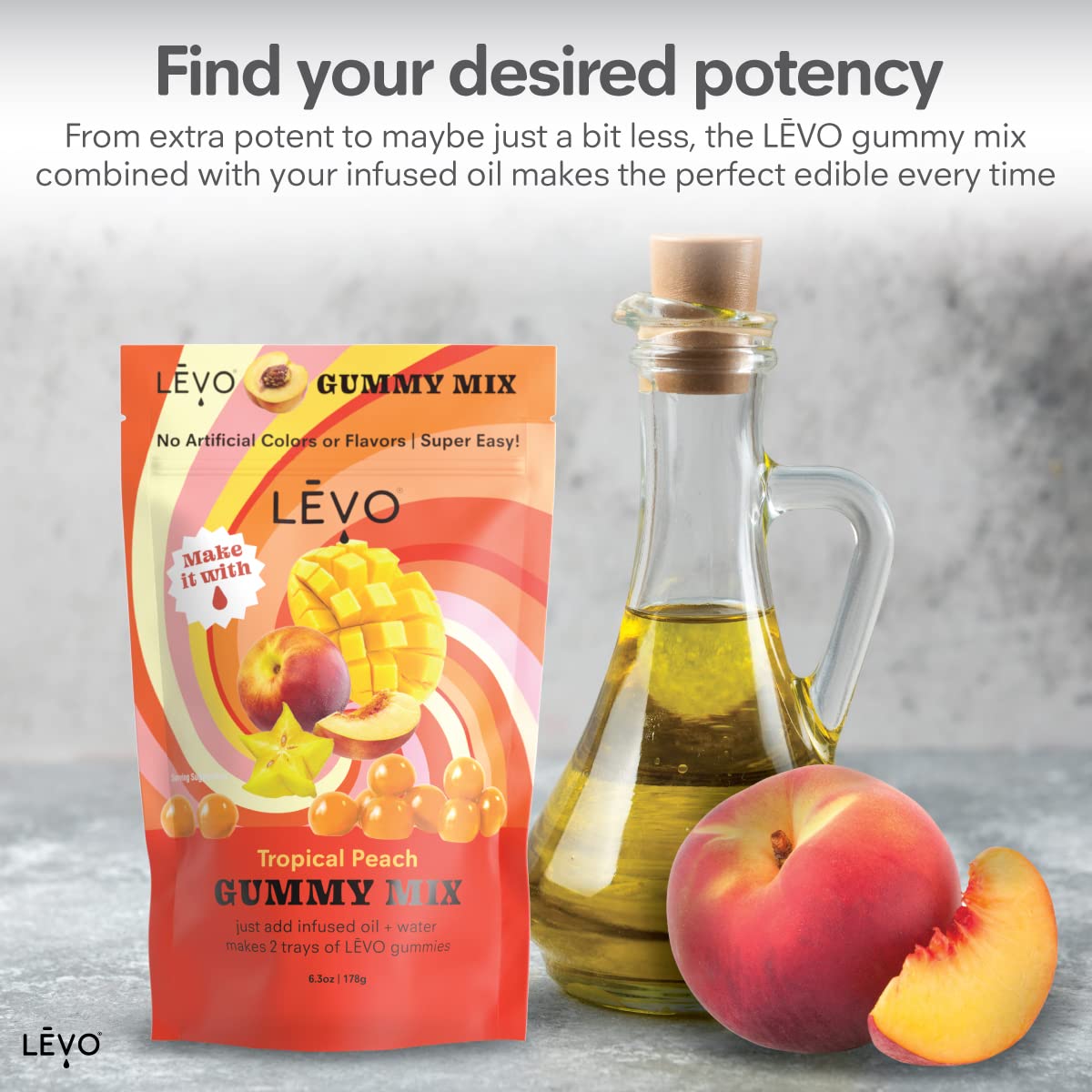 LEVO Gummy Mix - Tropical Peach - Makes 64 Gummies - 1 Pack - Orange