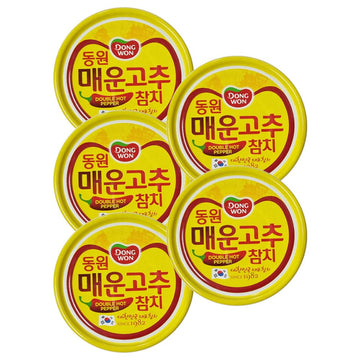 Dongwon Korean Tuna Can with Double Hot Pepper Sauce (Sweet and Spicy) 100g(3.5oz) x 5can