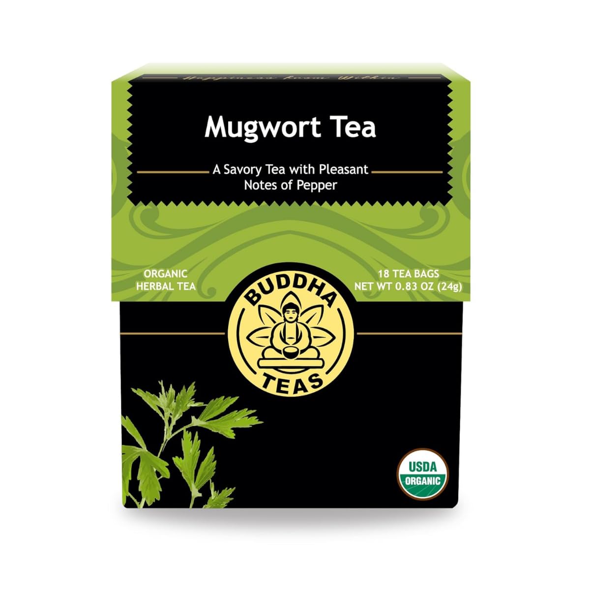 Organic Mugwort Tea 18 Bleach-Free Tea Bags - Organic Tea Improves Digestion & Acts As An Emotional Relaxant No Gmos