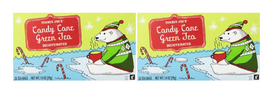 Trader Joe'S Decaffeinated Candy Cane Green Tea - 20 Tea Bags - 2 Pack