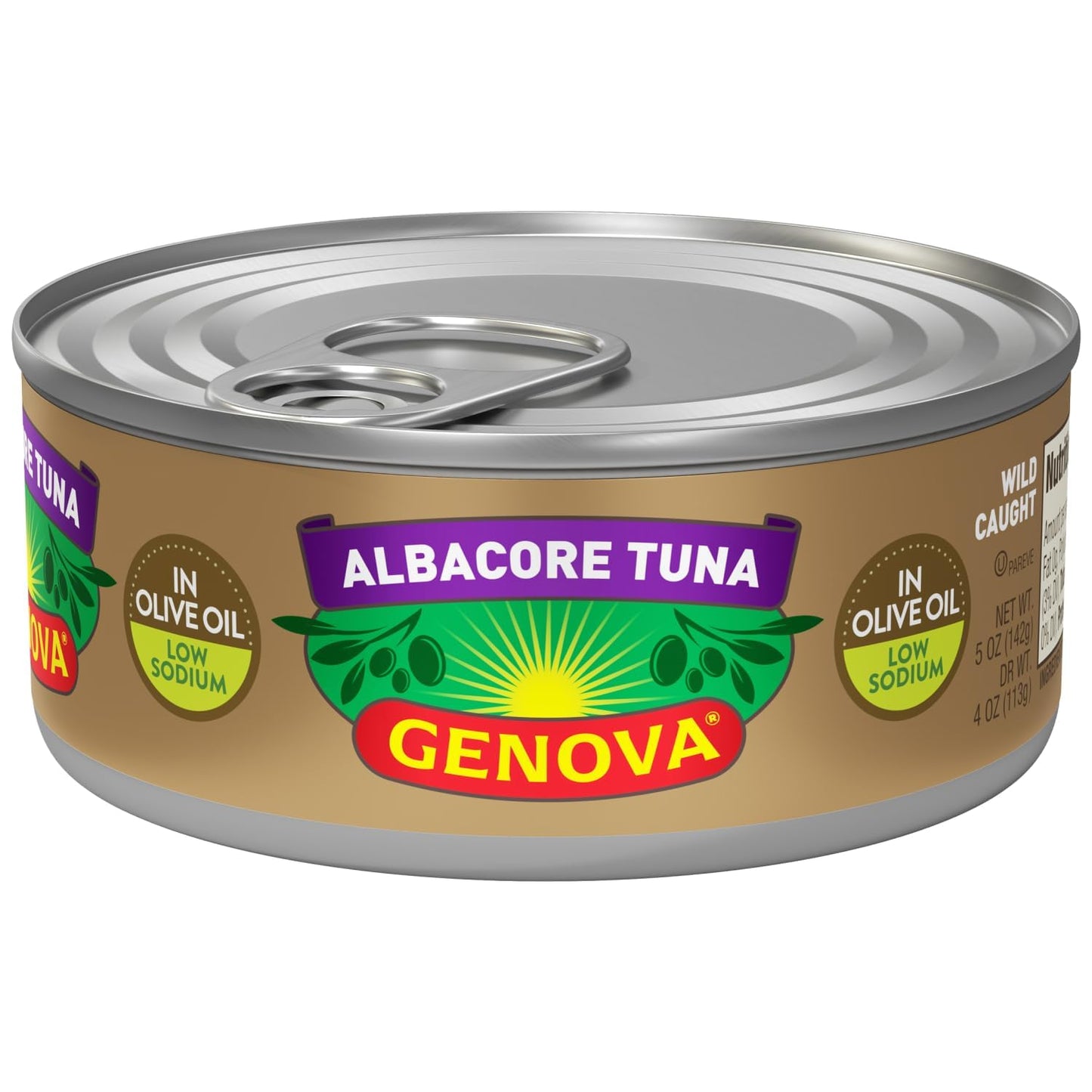 Genova Premium Albacore Tuna In Olive Oil, Low Sodium, Wild Caught, Solid White, 5 Oz. Can (Pack Of 12)