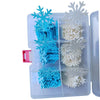 Homankit 50Pcs Edible Cake Cupcake Toppers Snowflakes Christmas Winter Party Decoration White And Blue
