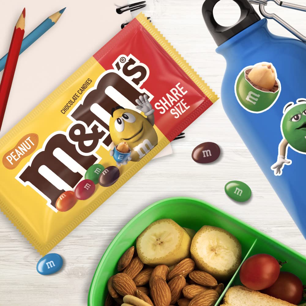 M&M'S Peanut Chocolate Candy, Full Size, Pack Of 24 Bulk Candy Chocolate