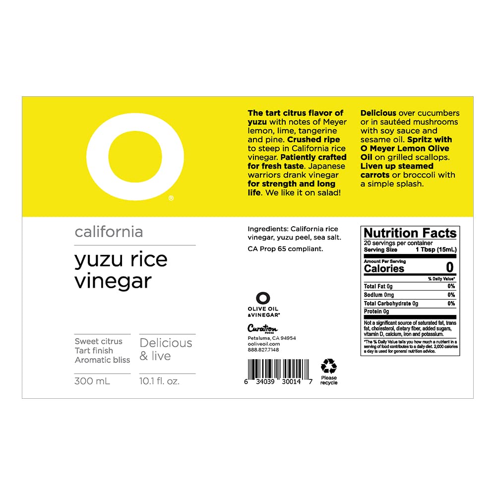 Yuzu Rice Vinegar, 10.1 Fl Oz by O Olive