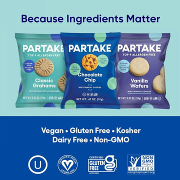 Partake Foods Gluten Free Chocolate Chip Mini Cookie Snack Packs (Variety - Snack Packs)