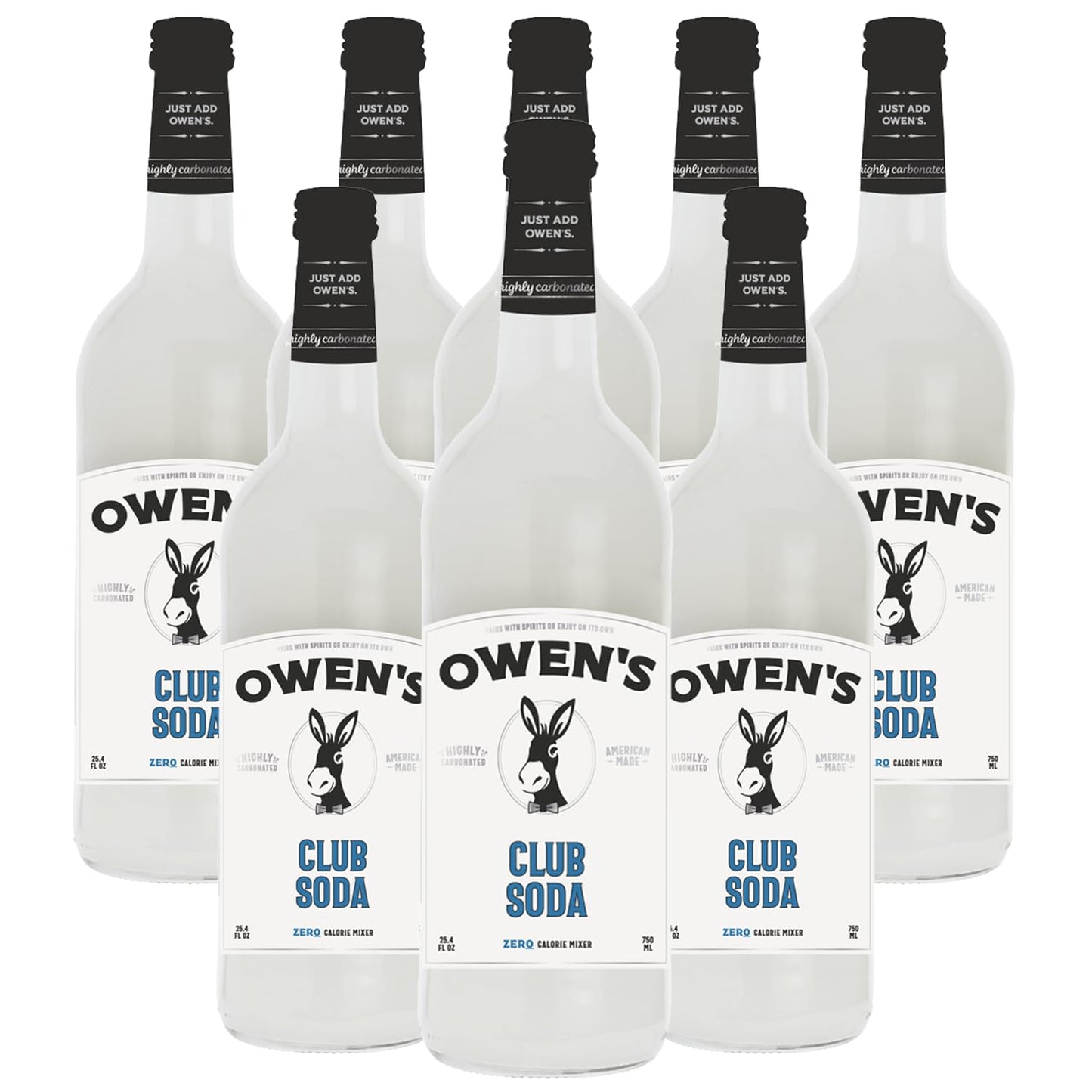 Owens Craft Mixers | Club Soda 8 Pack 750Ml | Handcrafted In The Usa With Top-Grade Ingredients | Vegan & Gluten-Free Soda Mocktail And Mixed Flavor Mixer