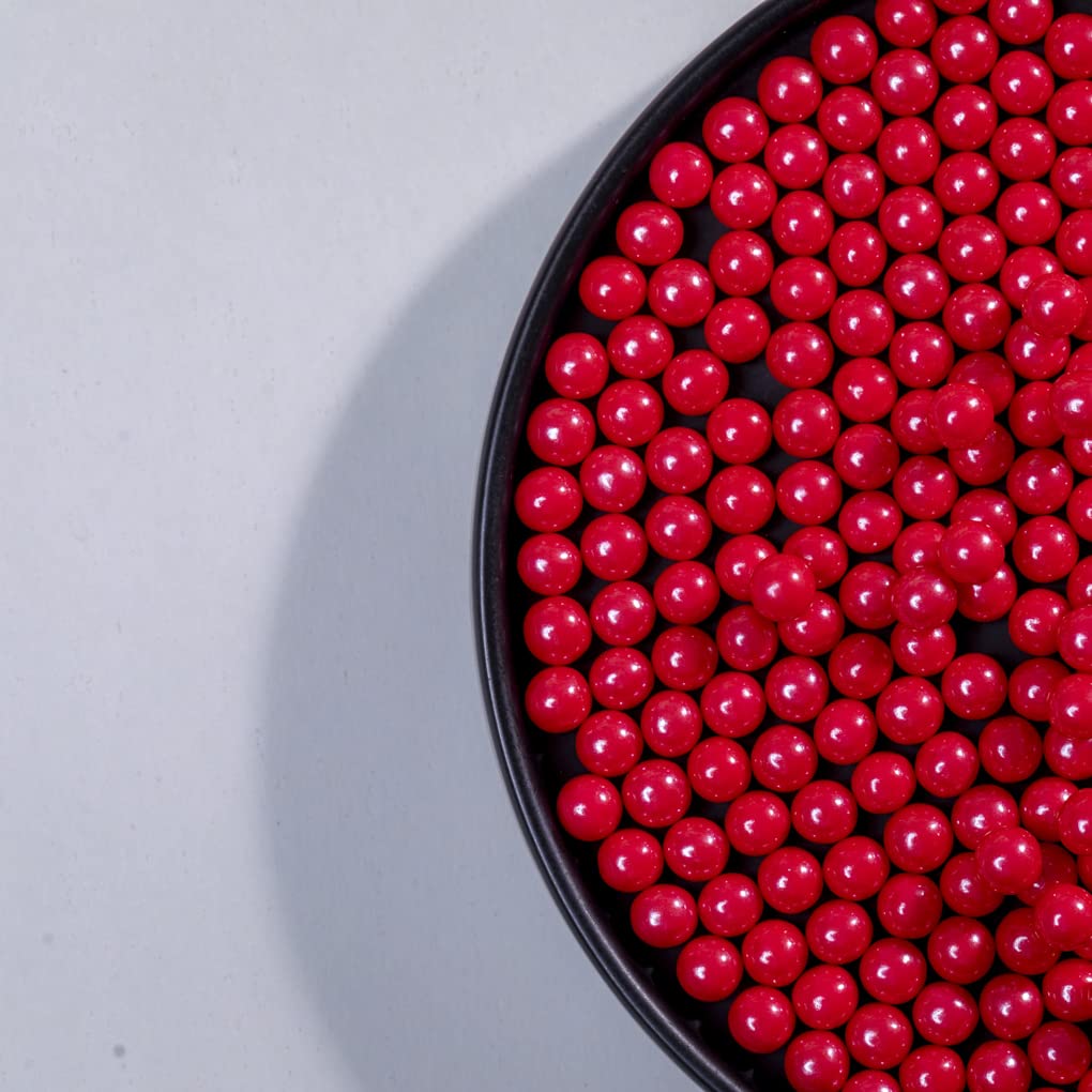 Red Sprinkles Edible Pearls,Cake Sprinkles 130g 4.6OZ,Cookie Sprinkles,Sugar Pearl, Edible Candy Pearls for Cake Cupcake Decorat