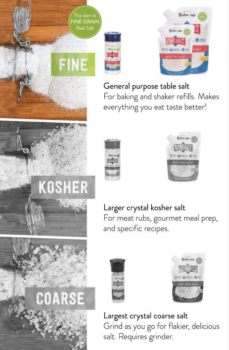 Redmond Real Sea Salt - Natural Unrefined Gluten Free Fine, 4.75 Ounce Shaker (4 Pack)
