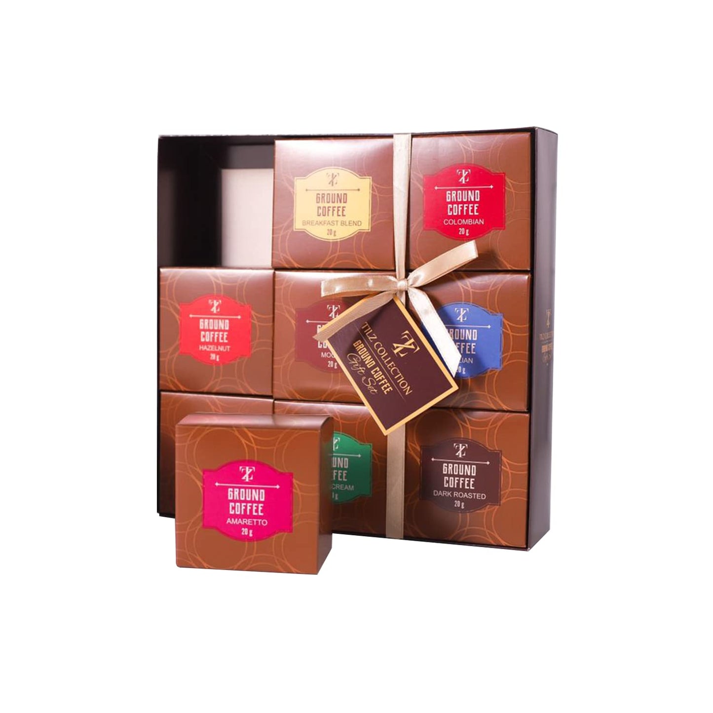 Tilz Gourmet Coffee Gift Set - 9 Ground Coffee Assortment, Tasting Kit, 0.7 Ounce Each, Perfect for Coffee Lovers
