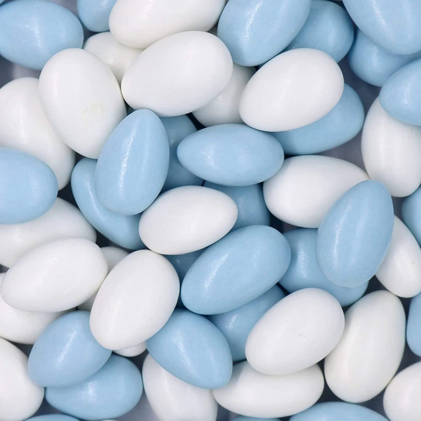 Sweetglob Jordan Almonds Party Colors Hard Candy (2 Pound, Baby Blue & White (Baby Boy))