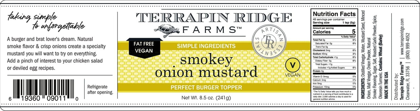 Terrapin Ridge Farms Smokey Onion Mustard – Gourmet Mustard For Burgers, Brats, Sandwiches & More – 8.5 Oz Jar