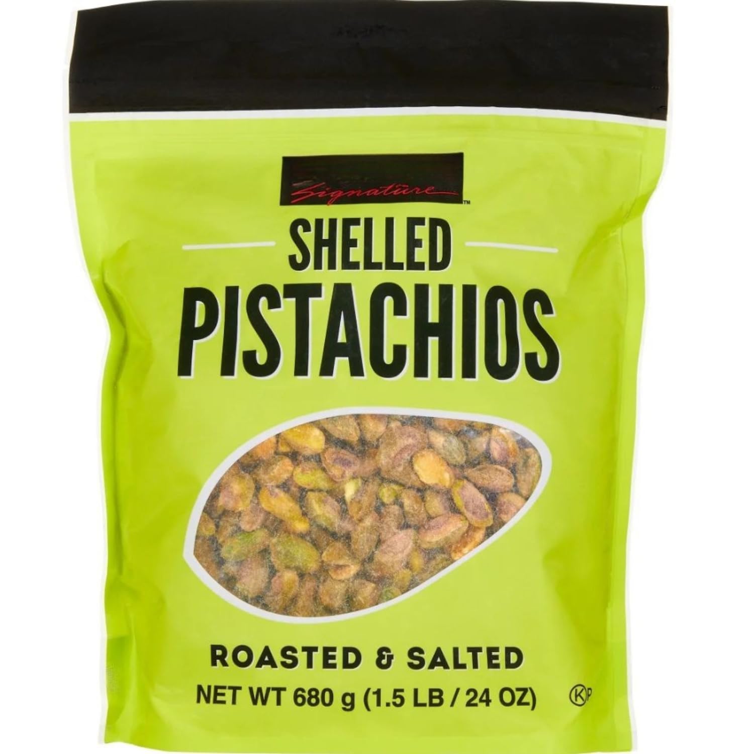 Signature Shelled Pistachios Snack Bulk Bag, Item 1076903, Roasted & Salted, 1.5 lbs / 24 OZ