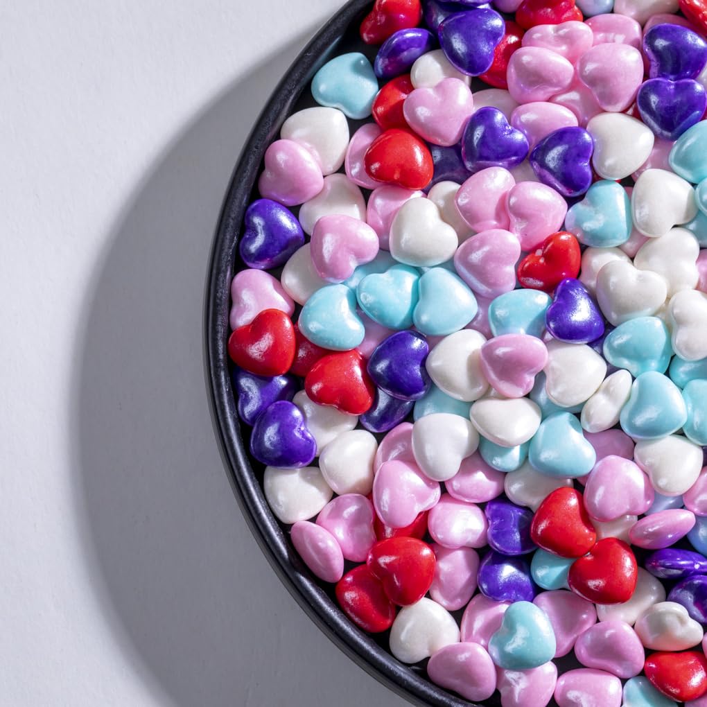 Valentine'S Blue Heart Sprinkles,Cake Sprinkles,Cookie Sprinkles,Sugar Pearl, Edible Candy Pearls For Cake 130G 4.6Oz Cupcake De