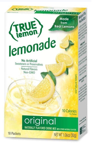 TRUE LEMON Original Lemonade Drink Mix | No Artificial Sweeteners, Low Calorie | Water Flavor Packets & Water Enhancer with Stev
