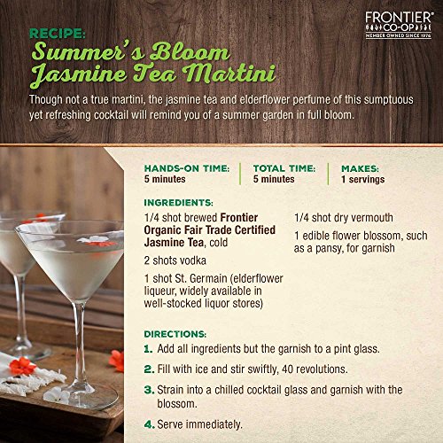 Frontier Co-op Organic Fair Trade Jasmine Green Tea, 1-Pound Bulk, Delicate Loose Leaf Green Tea, Floral, Dry & Medium Bodied