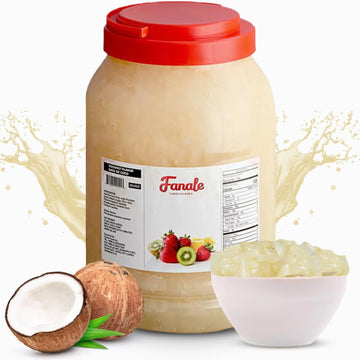 New Fanale Coconut Jelly Topping Nata De Coco For Boba Tea | Ice Cream | Yogurt | Smoothie | Milk Tea | Desserts (Coconut, 8.3 L