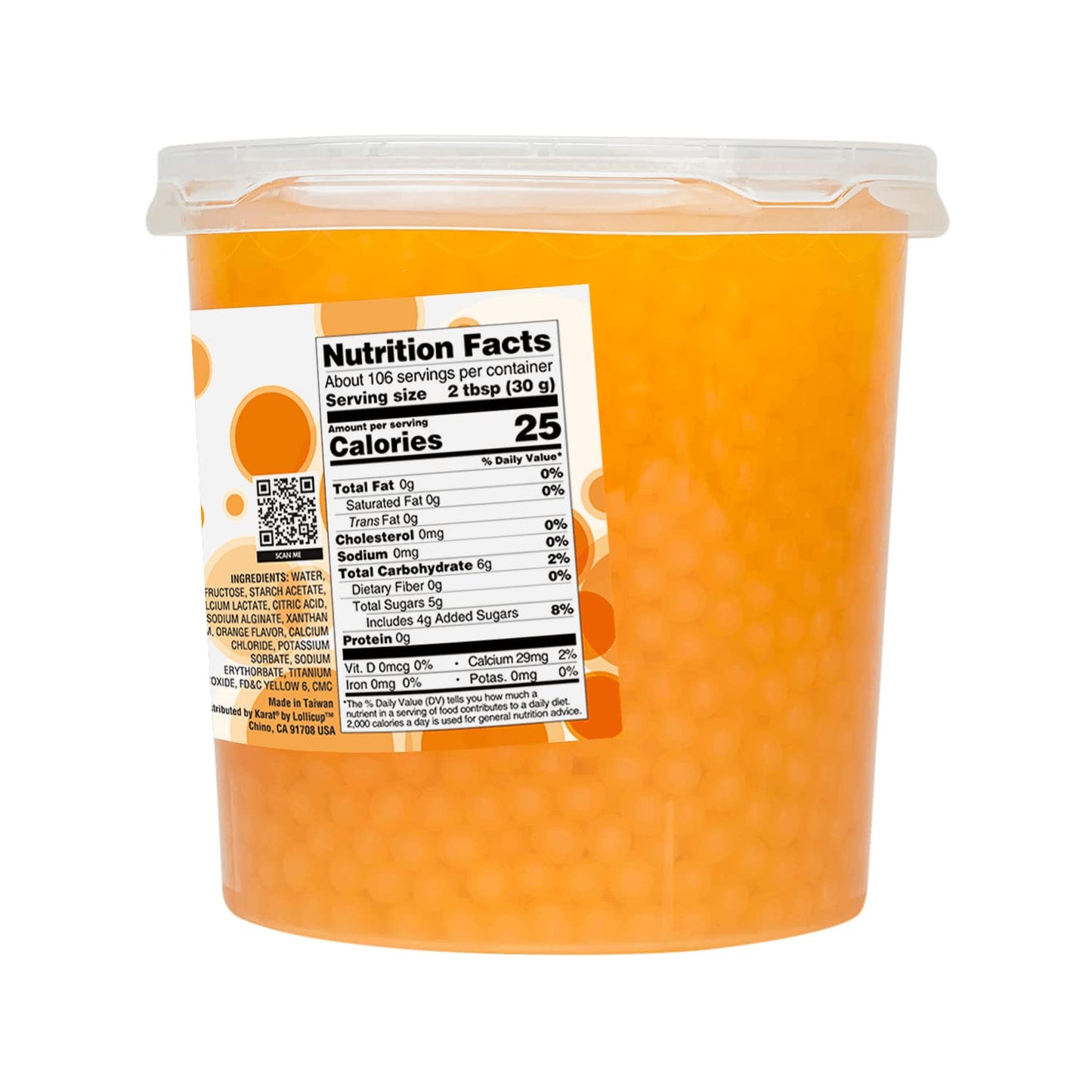 Tea Zone B2052 7 Lbs Orange Popping Pearls For Boba Tea Beverages, Sweets, Ice Cream Topping