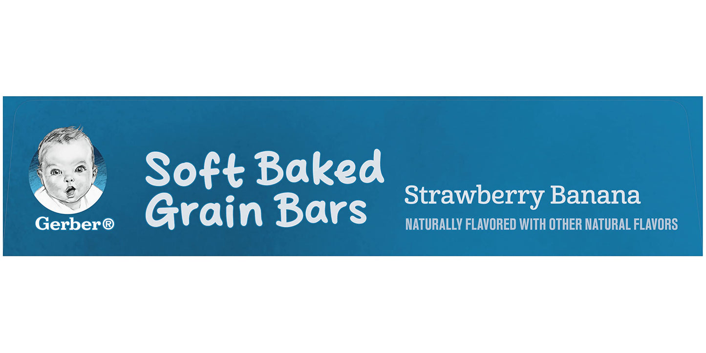 Gerber Snacks For Toddler Soft Baked Grain Bars Strawberry Banana, 5.5 Ounce (Pack Of 6)