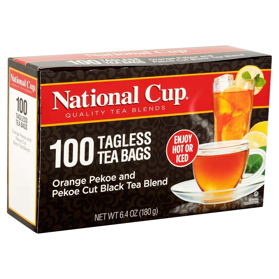 National Cup, Tagless Orange Pekoe And Pekoe Cut Black Tea Blend, Tea Bags, 100 Ct, Pack Of 2