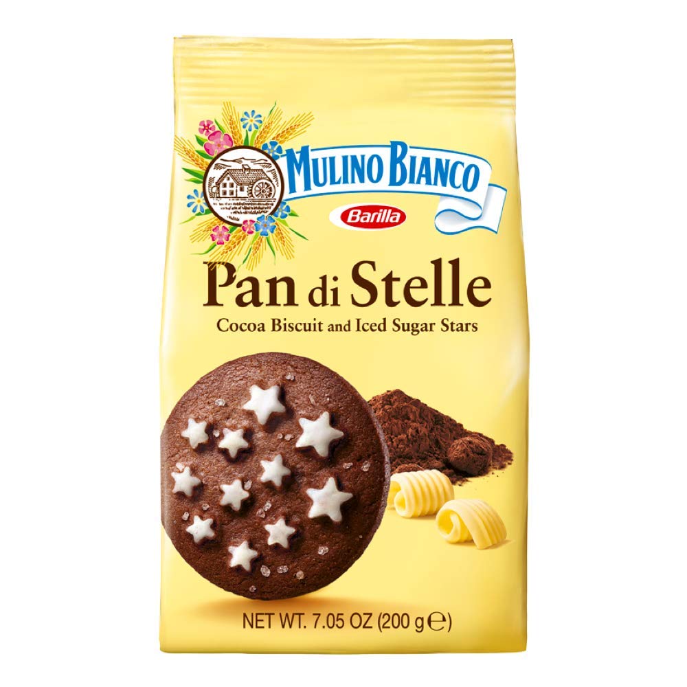 Mulino Bianco Pan di Stelle: Traditional Italian Chocolate Star Cookies - 7.05Oz (200g)