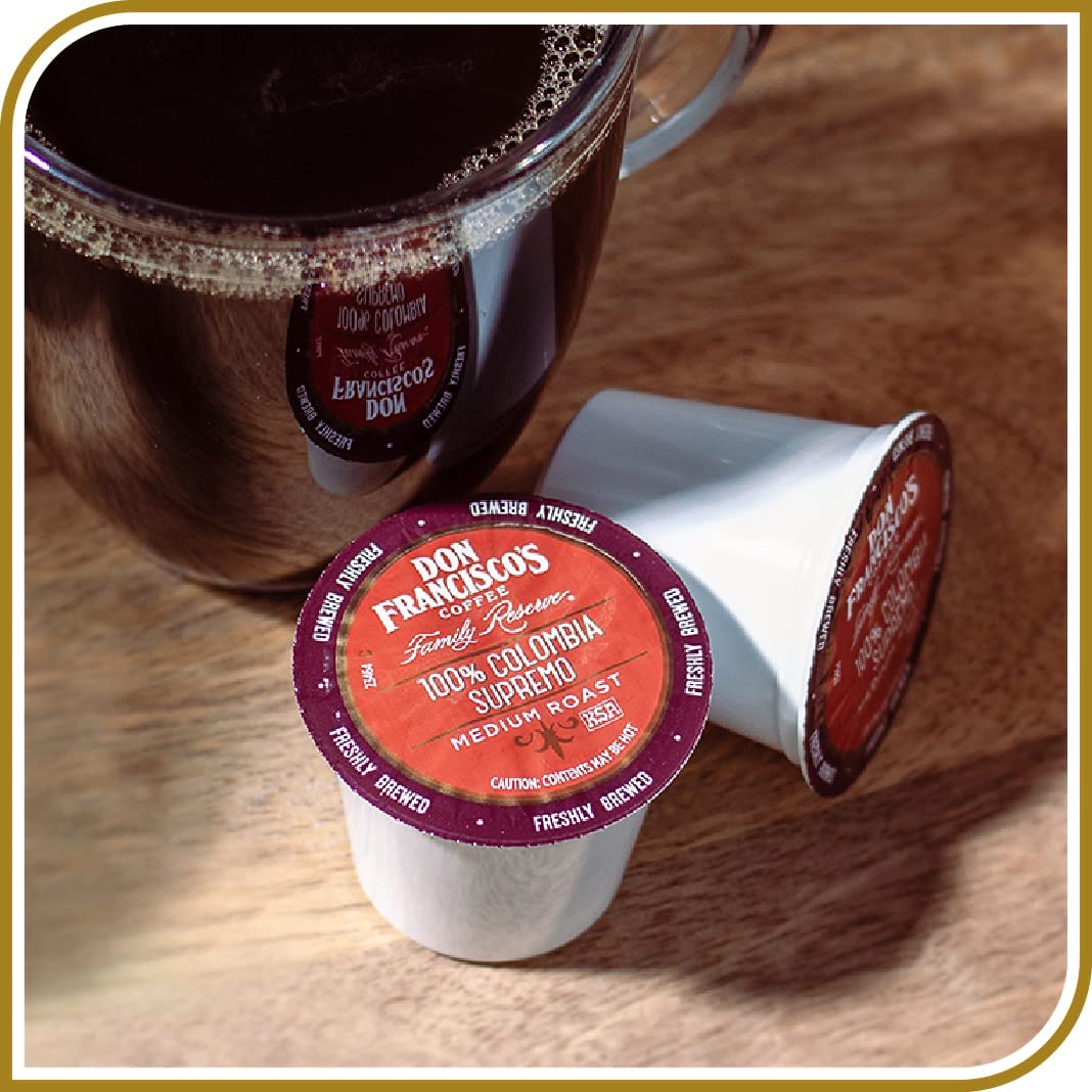 Don Franciscos Colombia Supremo Medium Roast Coffee Pods - 24 Count - Compatible with K-Cup Keurig - Original Flavor