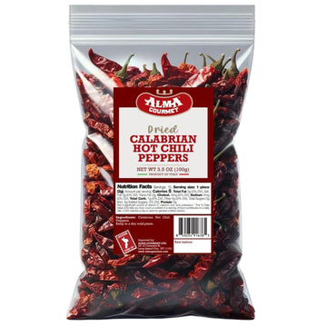 Alma Gourmet Dried Calabrian Chili Peppers Whole | 100 Gram | 3.5 Ounce
