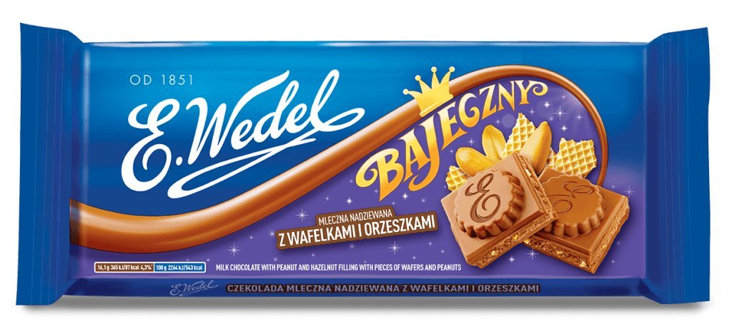 E.Wedel Bajeczny Milk Chocolate With Peanut Filling 3.5 Ounce (Pack Of 5)