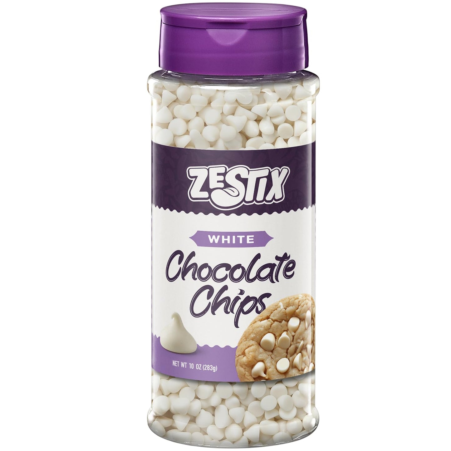 White Chocolate Chips 10Oz - Top-Grade Baking Chips In A Convenient Flip-Top Bottle - Perfect For Cookies Desserts Melting & Snacking - Zestix White Chocolate Chips