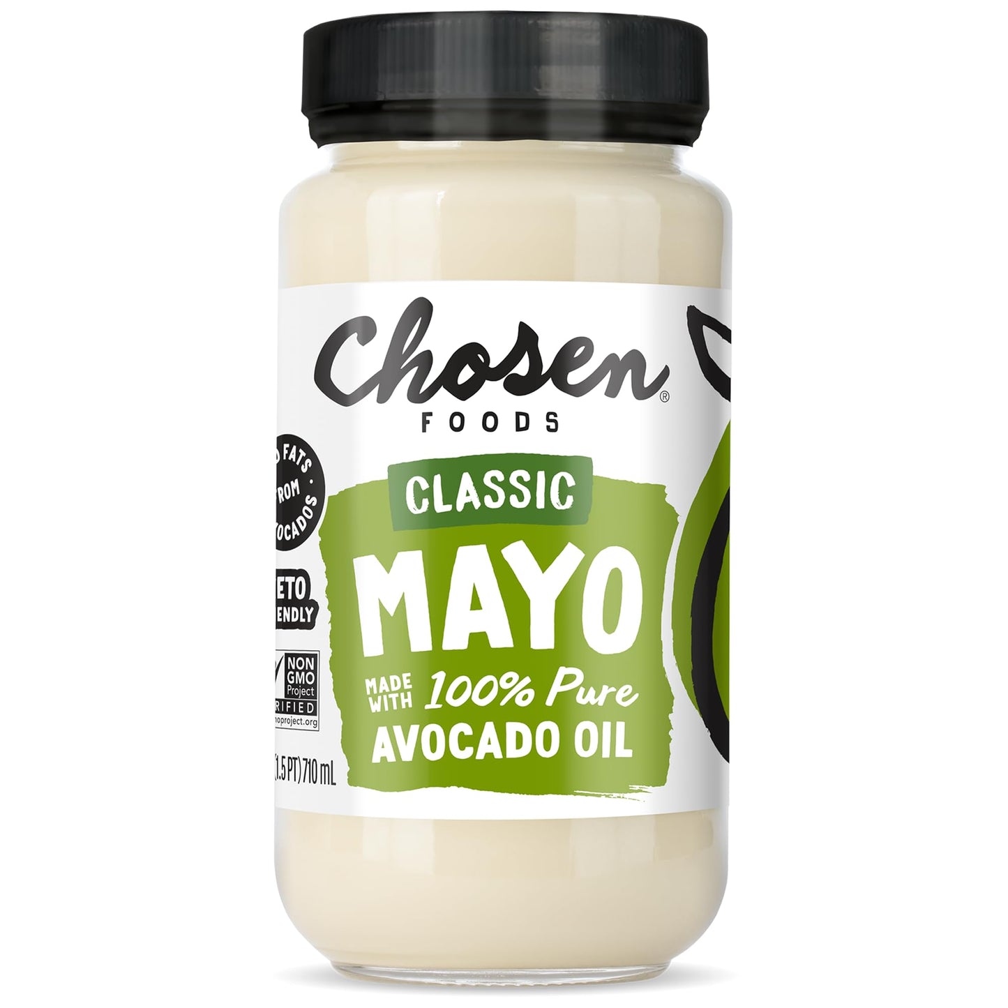 Chosen Foods Avocado Oil-Based Mayonnaise, Gluten & Dairy Free, 24 Fl Oz, Off-white