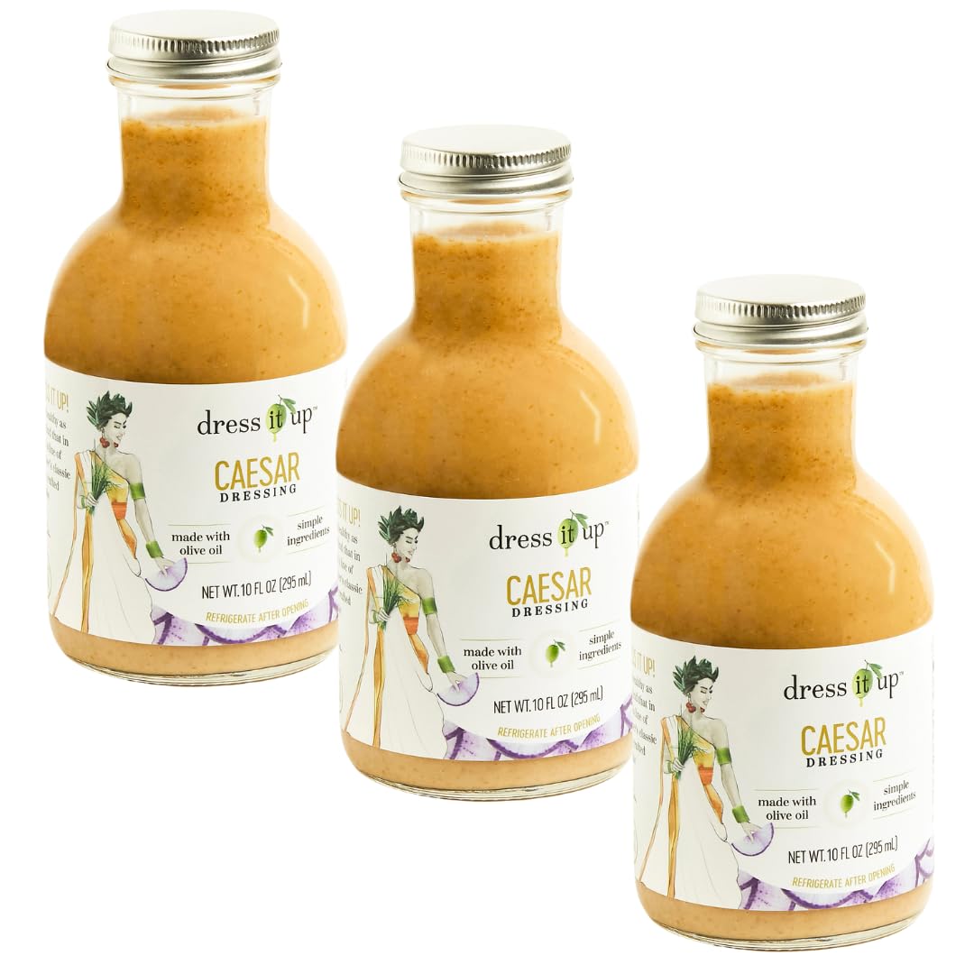 Dress It Up Salad Dressing Caesar 3-10 Oz Bottles - Clean Healthy Delicious Gluten-Free Paleo Keto Vegan Versatile Marinade
