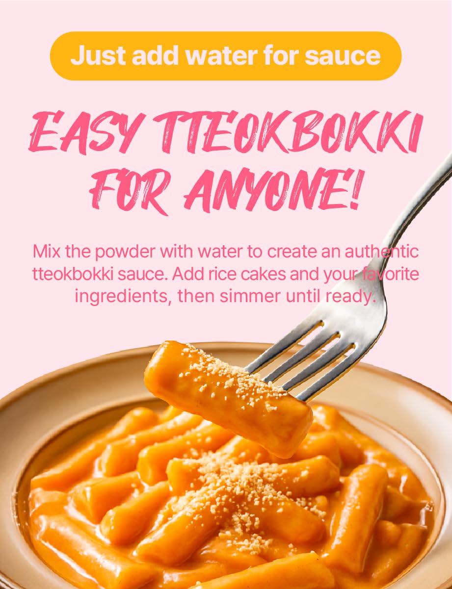 Nice Witchs Secret Recipe Korean Rose Tteokbokki Powder Sauce 12 servings - Perfect for Sweet and Spicy Rice Cake Dishes, Easy
