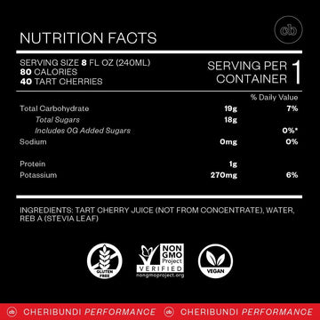 Cheribundi Tart Cherry Juice - Reduced Calorie - 8 oz, 24 Pack - Post Workout Recovery Drink for Athletes