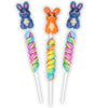 Sweetzo - Colorful Swirl Lollipops with Gummy Bunny Topper, Easter Basket Fillers, Style May Vary (Pack of 3)