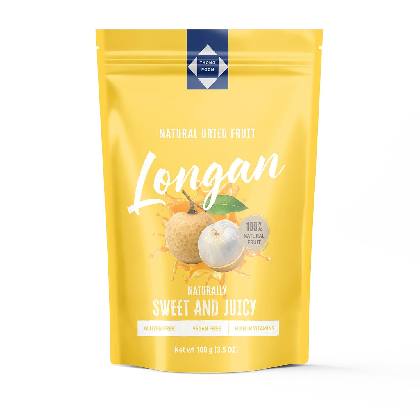 Natural Dried Longan - Naturally Sweet & Juicy Top-Grade Thai Fruit Gluten-Free Vegan High In Vitamins No Added Sugar Healthy Snack 3.5 Oz (100G) - Authentic Taste Of Thailand