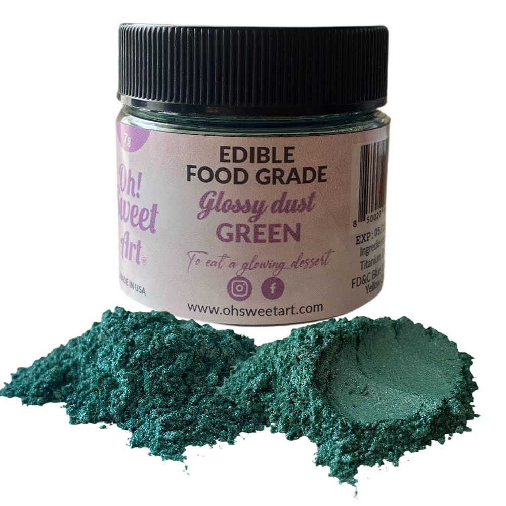 Oh Sweet Art Glossy Luster Dust Edible 7G (0.25Oz) Choose Your Color (Green)