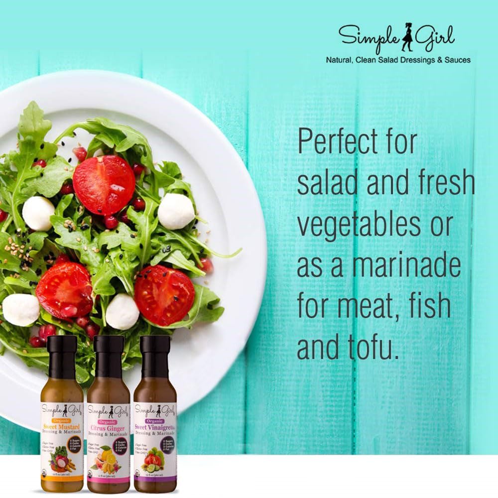 Simple Girl Salad Dressing-3 Bottle Pack- Sweet Vinaigrette, Sweet Mustard And Citrus Ginger