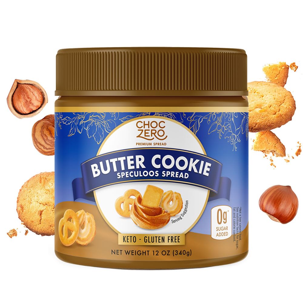 ChocZero Keto Cookie Butter Spread - No Sugar Added Gluten Free Low Carb Speculoos Biscuit Keto Friendly Nut Butter Alternative Dessert Hummus Naturally Sweetened with Monk Fruit (1 jar 12 oz)